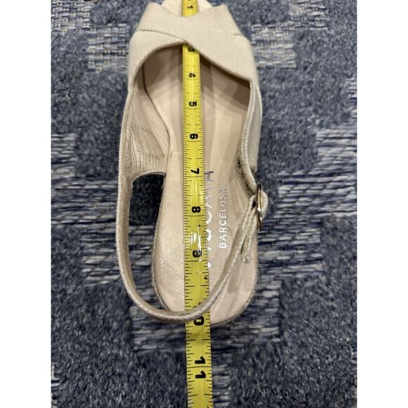 VISCATA Barcelona Canvas High Heel Wedge Sandals EU41/US10?? Open Toe Espadille - Picture 8 of 10